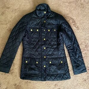 Banana Republic Black Quilted Jacket with Gold Buttons